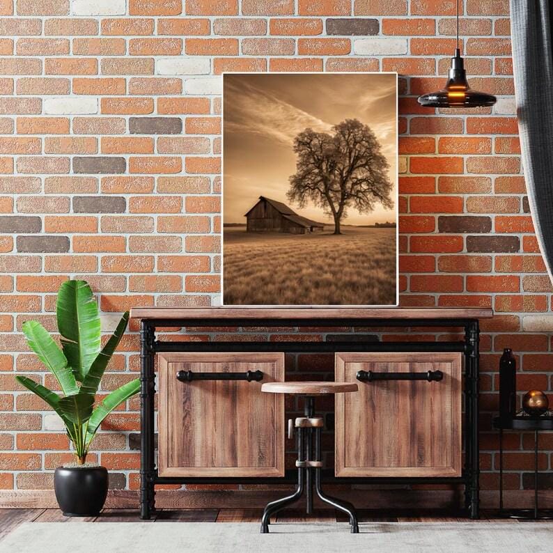 Affiche paysage sépia vintage – Poster nature rétro – Décoration murale artistique – Art mural ancien – Impression photo sépia