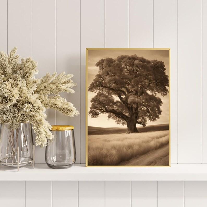 Affiche Imprimée A3 Qualité Premium - Paysage Sépia, Art Mural Style Aquarelle, Poster Campagne, Impression Minimaliste, Décoration Maison