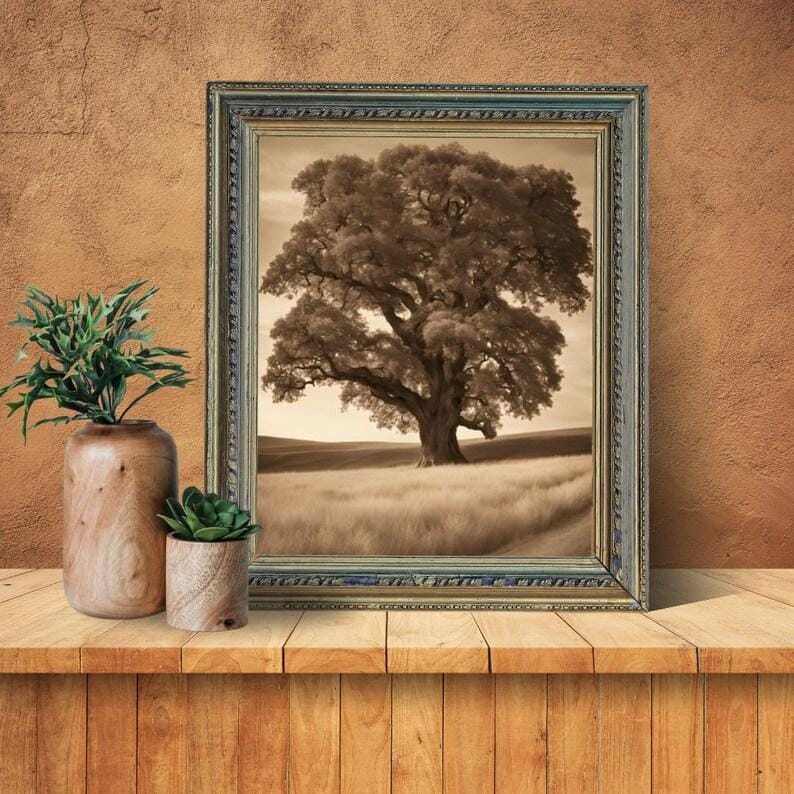 Affiche Imprimée A3 Qualité Premium - Paysage Sépia, Art Mural Style Aquarelle, Poster Campagne, Impression Minimaliste, Décoration Maison