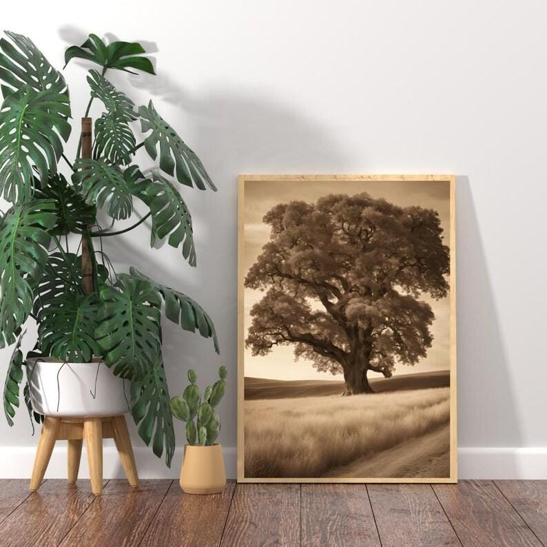 Affiche Imprimée A3 Qualité Premium - Paysage Sépia, Art Mural Style Aquarelle, Poster Campagne, Impression Minimaliste, Décoration Maison