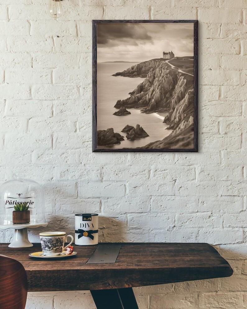 Affiche paysage sépia vintage – Poster nature rétro – Décoration murale artistique – Art mural ancien – Impression photo sépia