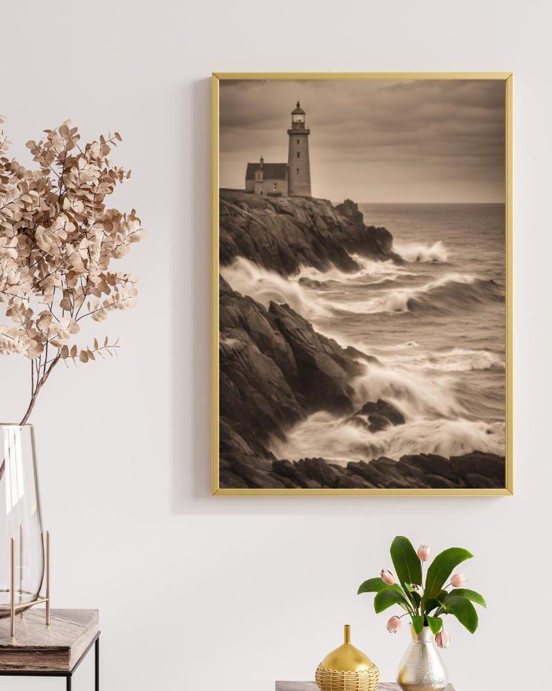 Affiche paysage sépia vintage – Poster nature rétro – Décoration murale artistique – Art mural ancien – Impression photo sépia