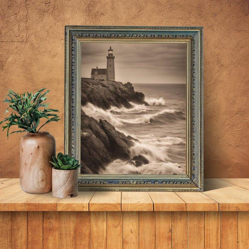 Affiche paysage sépia vintage – Poster nature rétro – Décoration murale artistique – Art mural ancien – Impression photo sépia