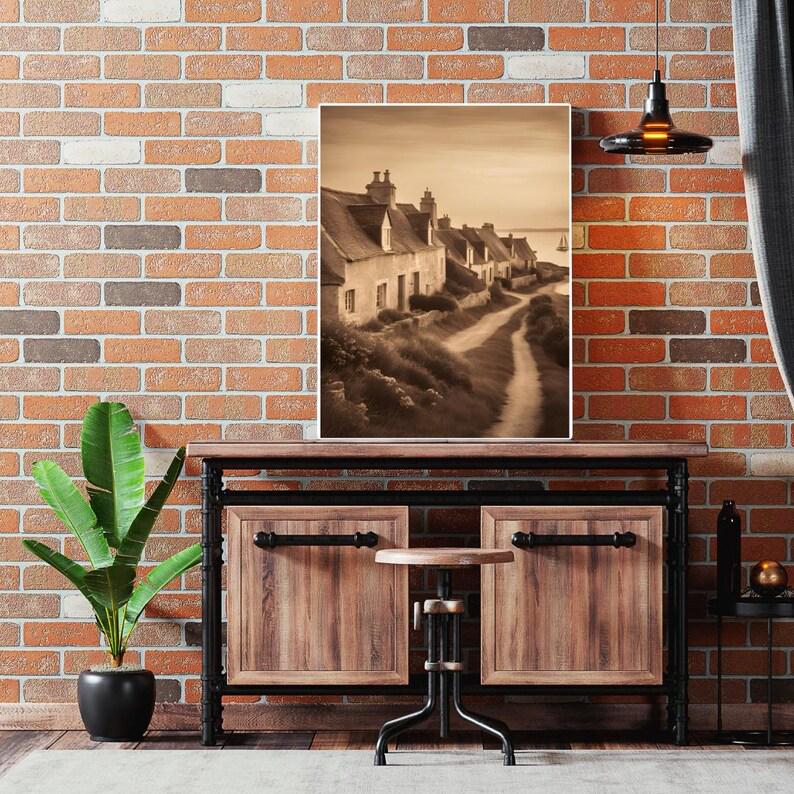 Affiche Imprimée A3 Qualité Premium - Paysage Sépia, Art Mural Côtier Mer, Poster Marin & Pêche, Impression Minimaliste, Décoration Maison