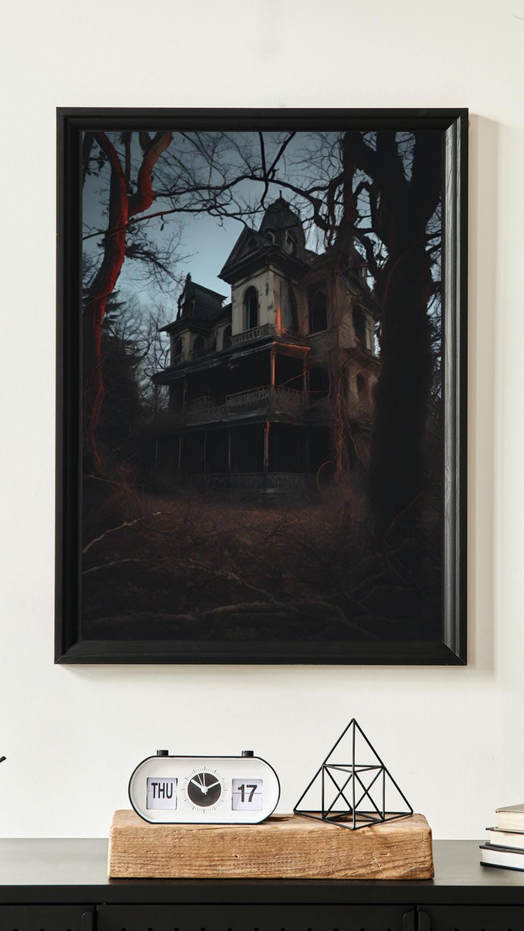 Affiche Imprimée A3 Qualité Premium - Horreur & Maison Hantée, Art Mural Halloween, Illustration, Poster Automne, Décoration Murale