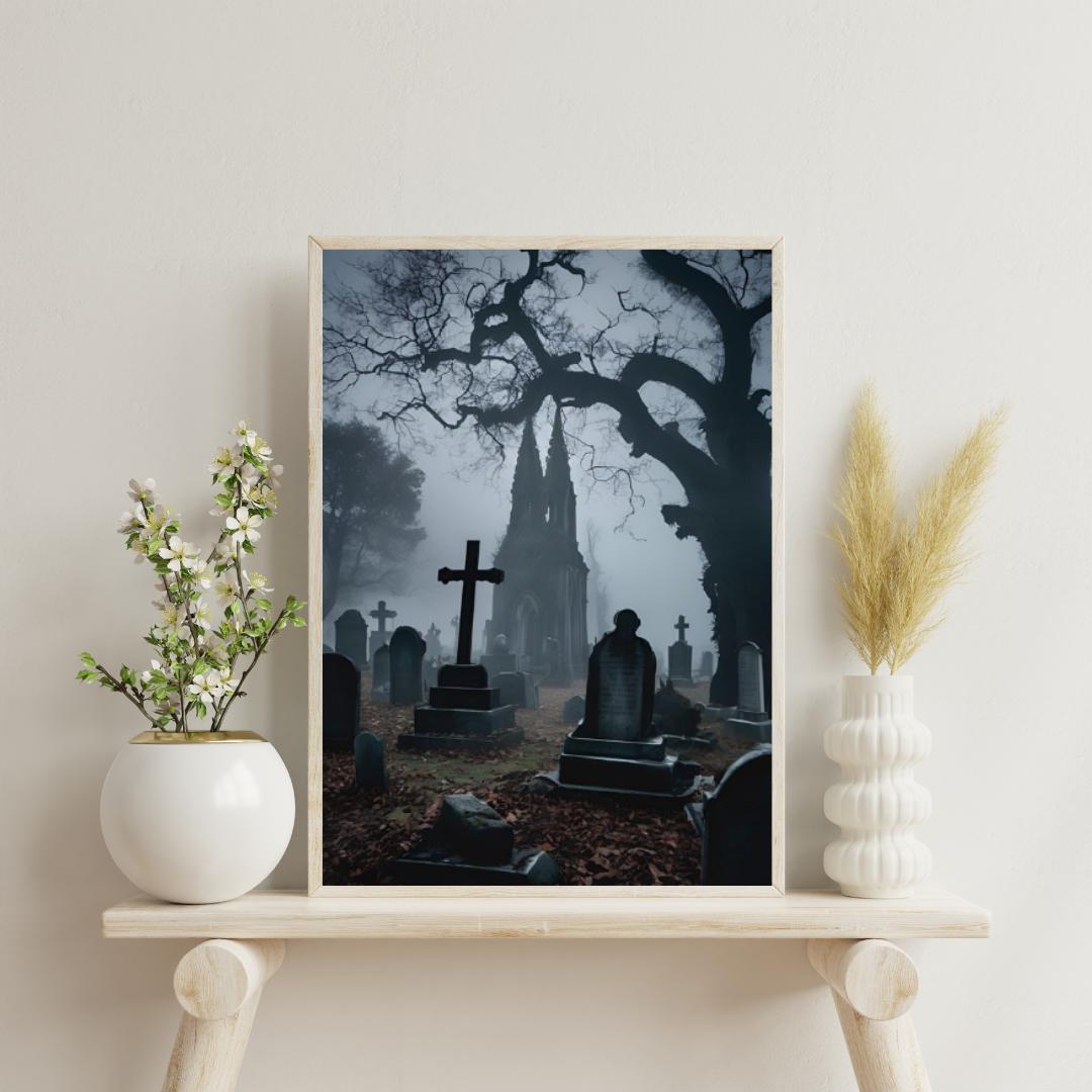 Affiche Imprimée A3 Qualité Premium - Horreur, Art Mural Halloween, Illustration Gothique, Poster Automne, Décoration Murale