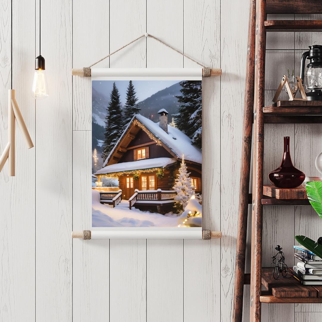 Affiche Imprimée A3 Qualité Premium - Paysage de Noël, Art Mural Hiver, Poster & Décor Neige, Décoration Murale Fêtes de Fin d'année