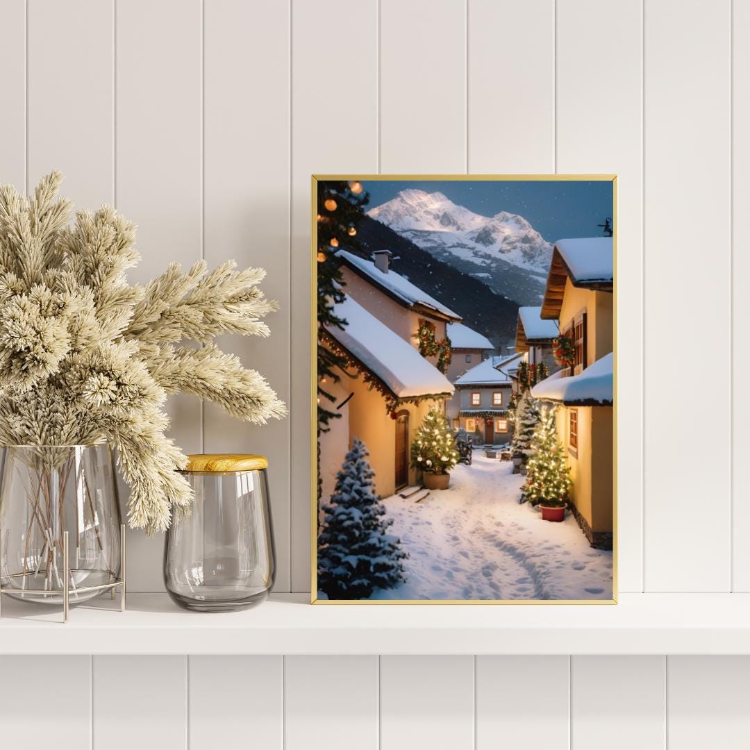 Affiche Imprimée A3 Qualité Premium - Art Mural de Noël, Décor & Illustration Festive, Poster Hiver, Décoration Murale Fêtes de Fin d'année