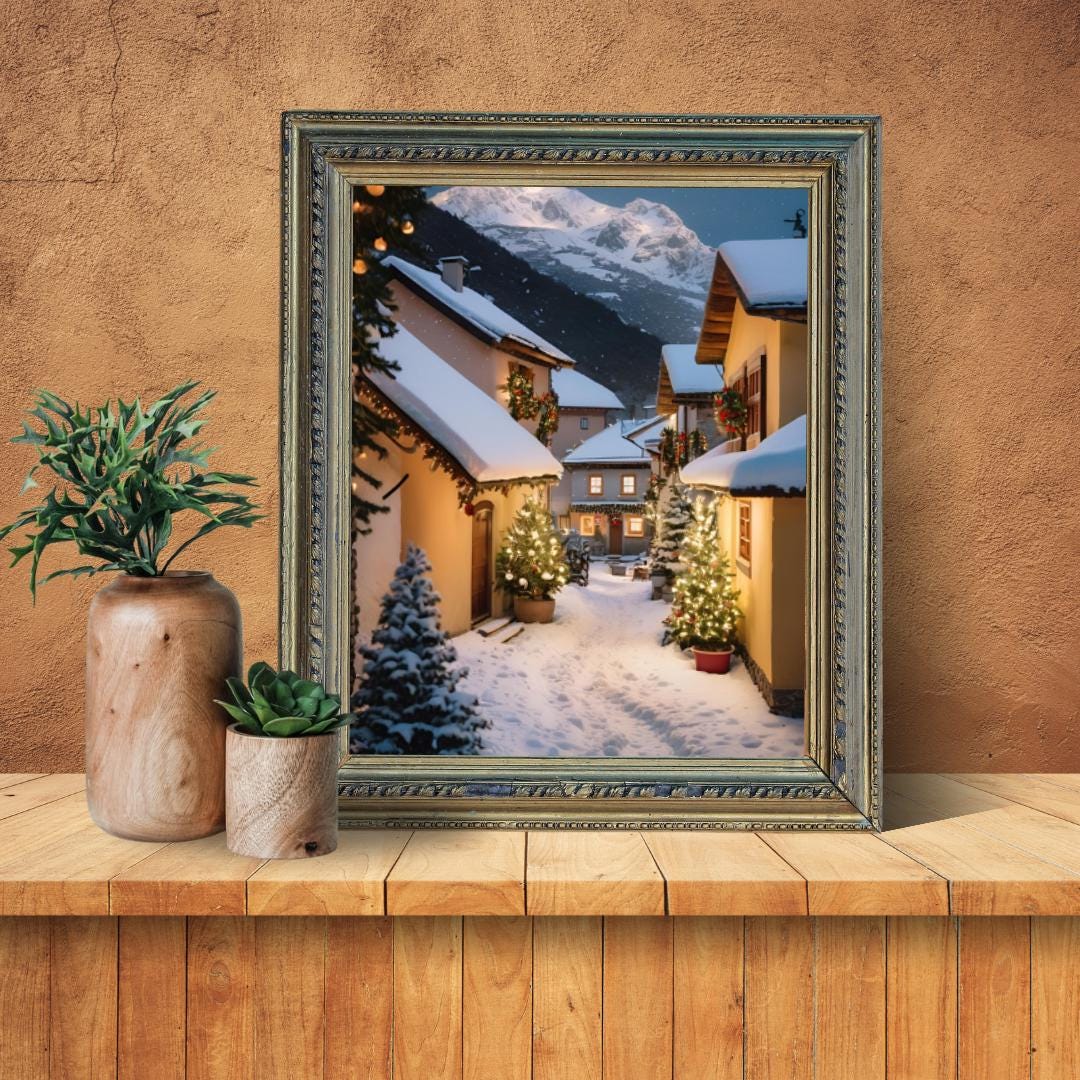 Affiche Imprimée A3 Qualité Premium - Art Mural de Noël, Décor & Illustration Festive, Poster Hiver, Décoration Murale Fêtes de Fin d'année