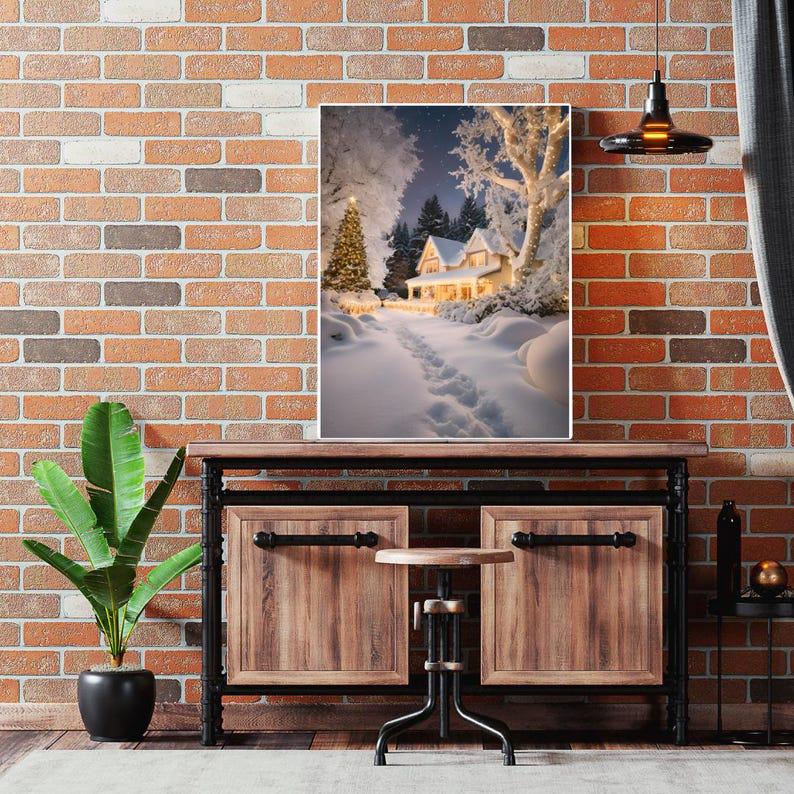 Affiche Imprimée A3 Qualité Premium - Paysage de Noël, Art Mural Hiver, Poster & Décor Neige, Décoration Murale Fêtes de Fin d'année