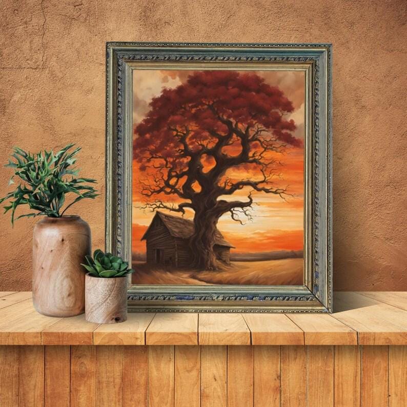 Affiche paysage sépia vintage – Poster nature rétro – Décoration murale artistique – Art mural ancien – Impression photo sépia