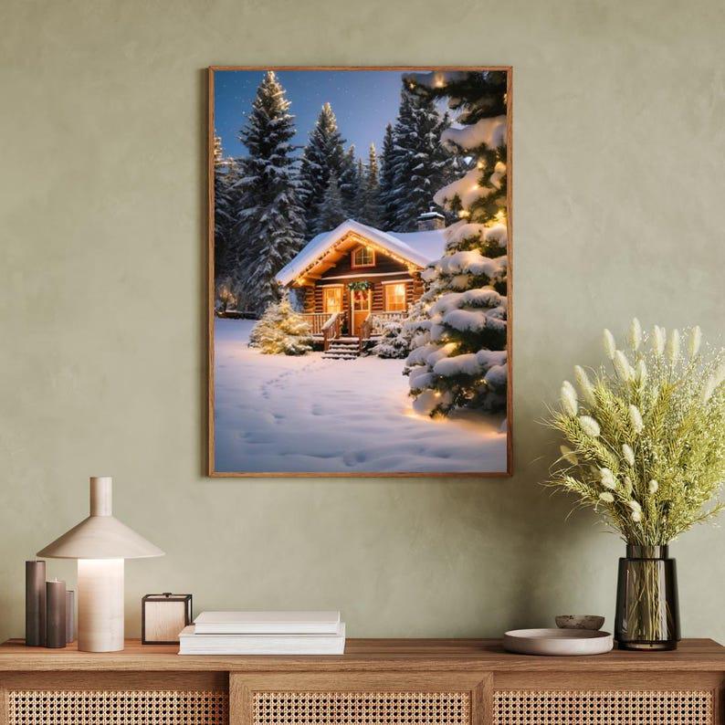 Affiche Imprimée A3 Qualité Premium - Paysage de Noël, Art Mural Hiver, Poster & Décor Neige, Décoration Murale Fêtes de Fin d'année