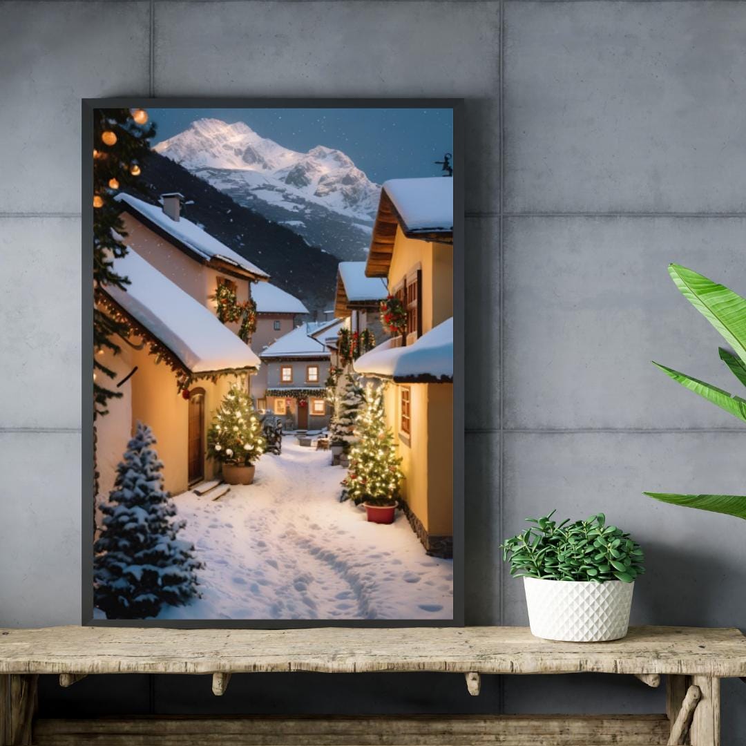 Affiche Imprimée A3 Qualité Premium - Art Mural de Noël, Décor & Illustration Festive, Poster Hiver, Décoration Murale Fêtes de Fin d'année