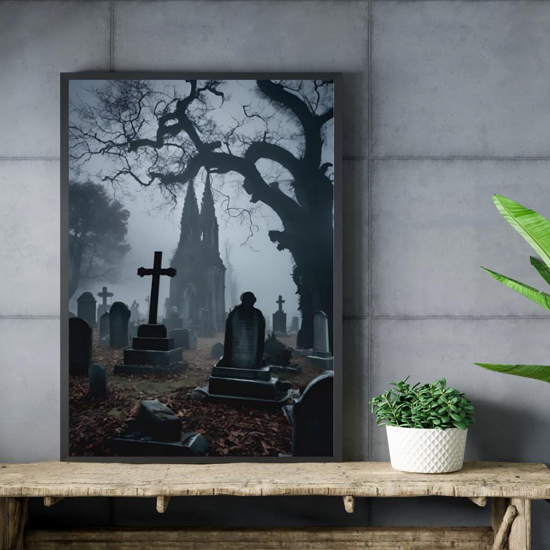 Affiche Imprimée A3 Qualité Premium - Horreur, Art Mural Halloween, Illustration Gothique, Poster Automne, Décoration Murale