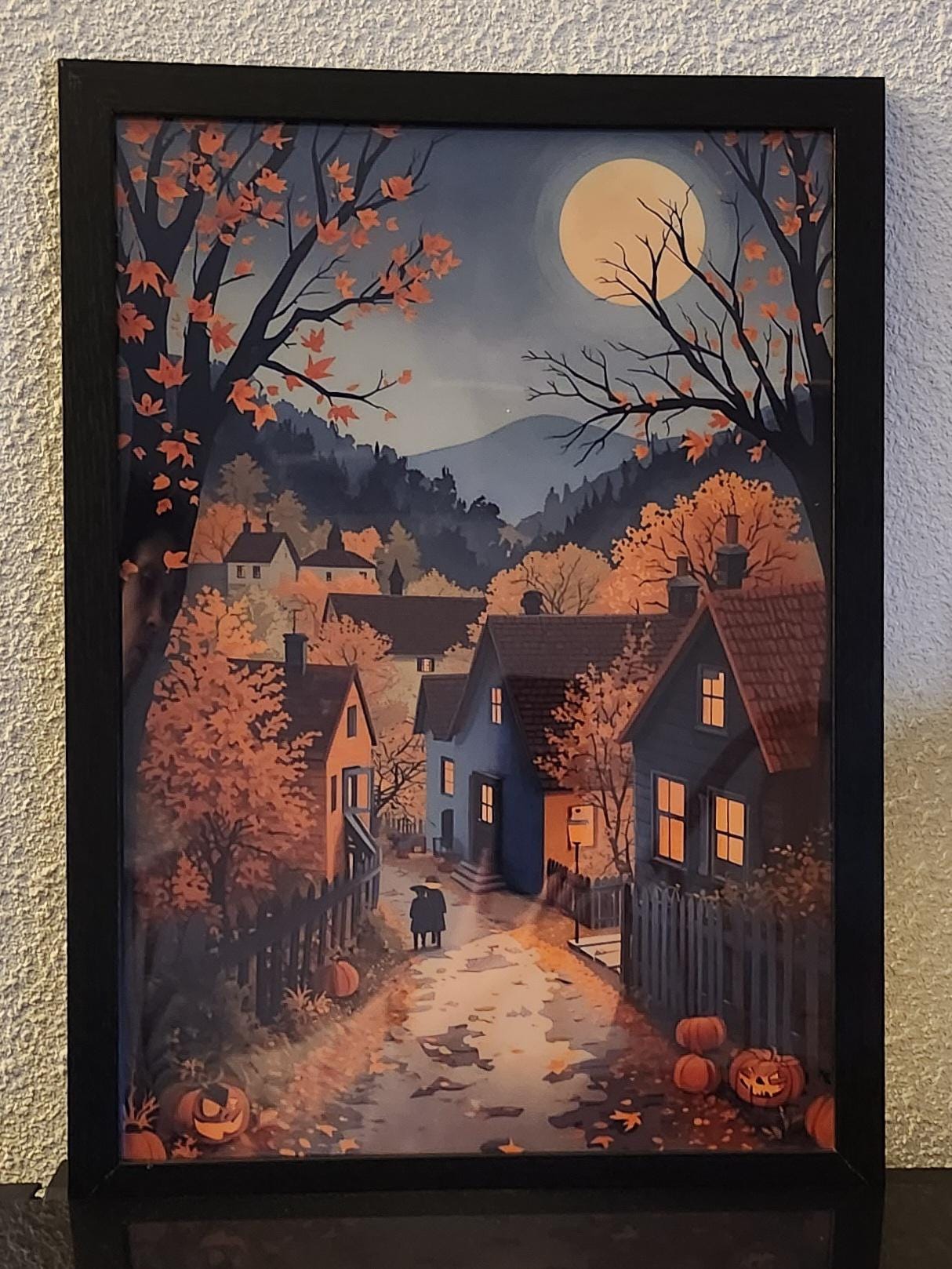 Affiche Imprimée A3 Qualité Premium - Halloween & Scène Automnale Nocturne, Art Mural, Illustration, Poster Automne, Déco Murale Fête
