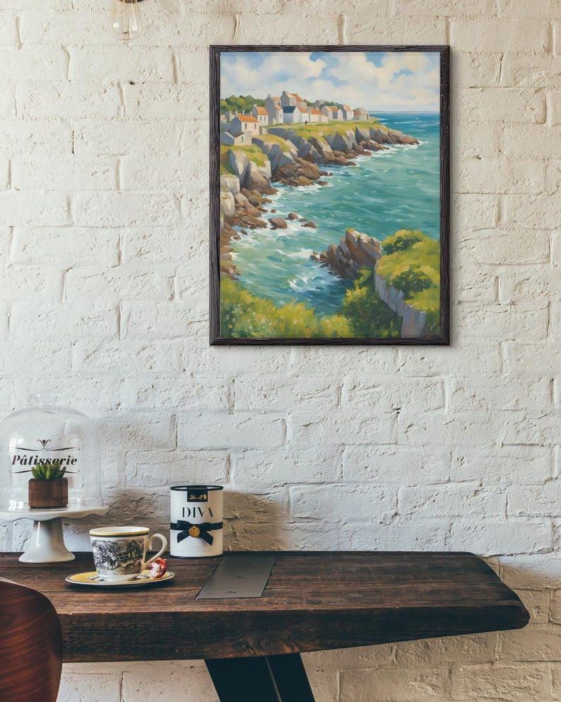 Affiche Imprimée A3 Qualité Premium - Paysage Marin, Presqu'île & Mer, Décor Maritime, Poster Océan, Art Mural Coloré, Impression Voyage