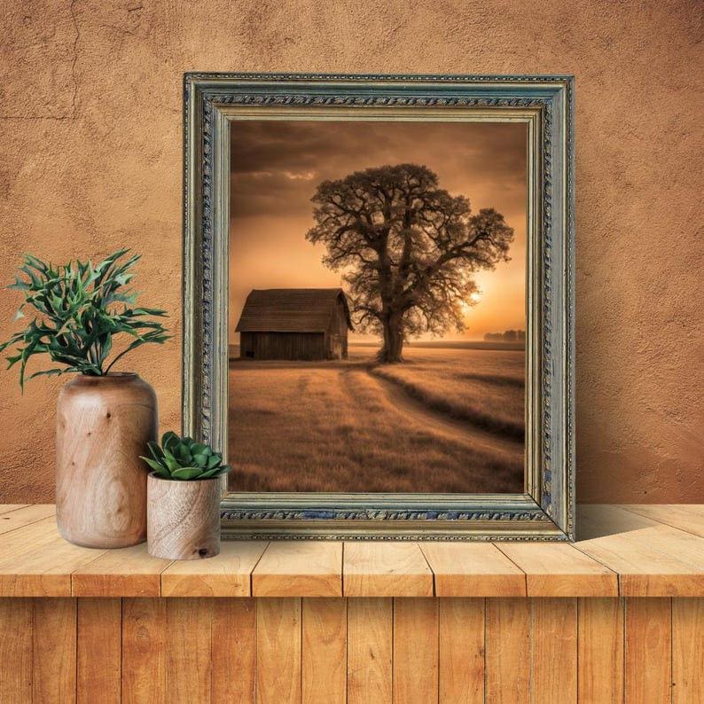 Affiche paysage sépia vintage – Poster nature rétro – Décoration murale artistique – Art mural ancien – Impression photo sépia