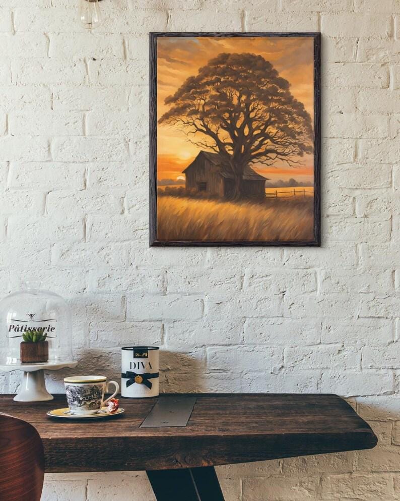 Affiche paysage sépia vintage – Poster nature rétro – Décoration murale artistique – Art mural ancien – Impression photo sépia