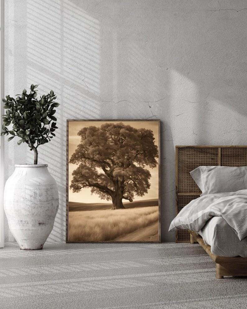 Affiche Imprimée A3 Qualité Premium - Paysage Sépia, Art Mural Style Aquarelle, Poster Campagne, Impression Minimaliste, Décoration Maison