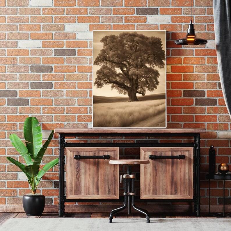 Affiche Imprimée A3 Qualité Premium - Paysage Sépia, Art Mural Style Aquarelle, Poster Campagne, Impression Minimaliste, Décoration Maison