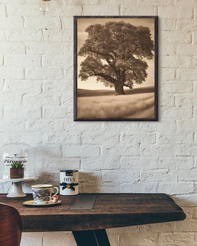 Affiche paysage sépia vintage – Poster nature rétro – Décoration murale artistique – Art mural ancien – Impression photo sépia