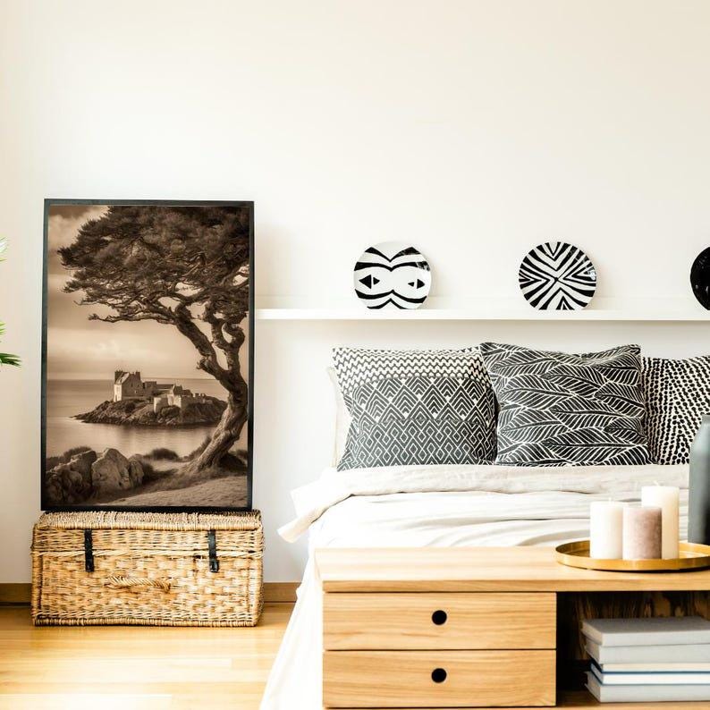 Affiche paysage sépia vintage – Poster nature rétro – Décoration murale artistique – Art mural ancien – Impression photo sépia