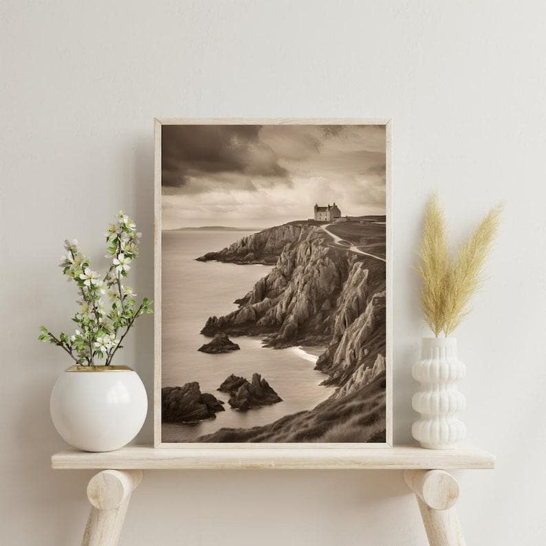 Affiche paysage sépia vintage – Poster nature rétro – Décoration murale artistique – Art mural ancien – Impression photo sépia