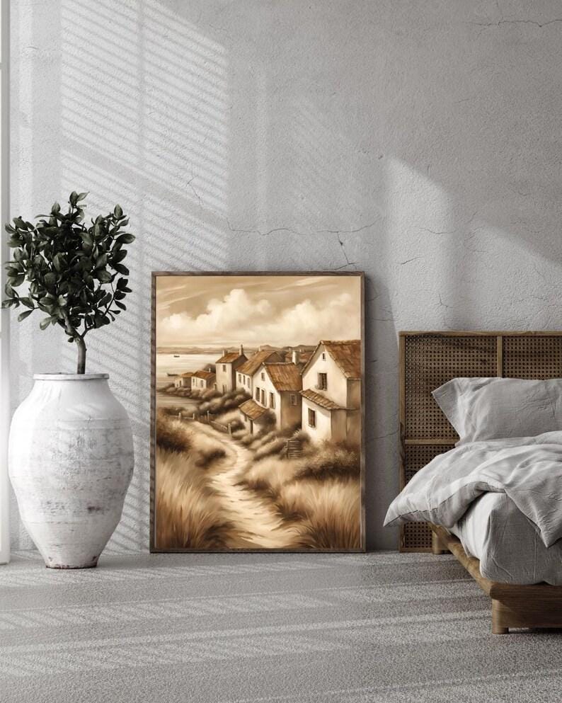 Affiche Imprimée A3 Qualité Premium - Paysage Sépia, Art Mural Côtier Mer, Poster Marin & Pêche, Impression Minimaliste, Décoration Maison