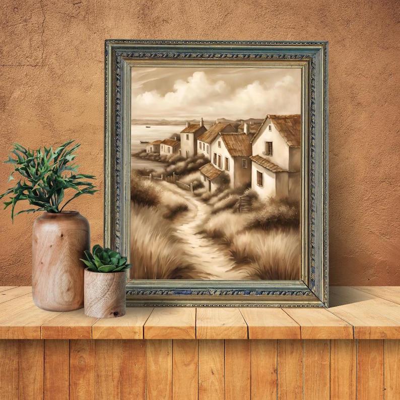 Affiche Imprimée A3 Qualité Premium - Paysage Sépia, Art Mural Côtier Mer, Poster Marin & Pêche, Impression Minimaliste, Décoration Maison