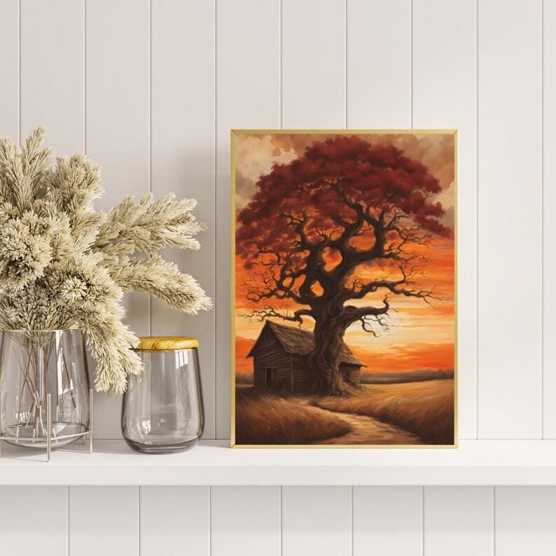 Affiche paysage sépia vintage – Poster nature rétro – Décoration murale artistique – Art mural ancien – Impression photo sépia