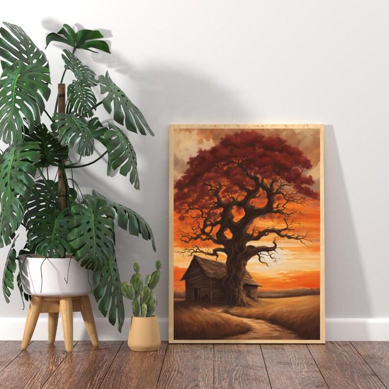 Affiche paysage sépia vintage – Poster nature rétro – Décoration murale artistique – Art mural ancien – Impression photo sépia