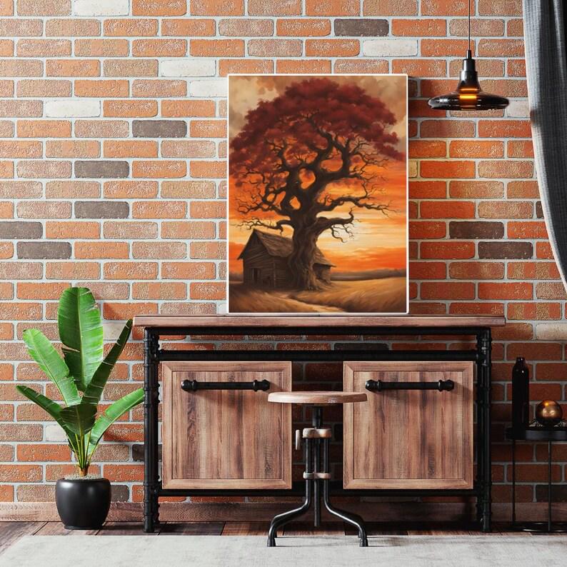 Affiche paysage sépia vintage – Poster nature rétro – Décoration murale artistique – Art mural ancien – Impression photo sépia