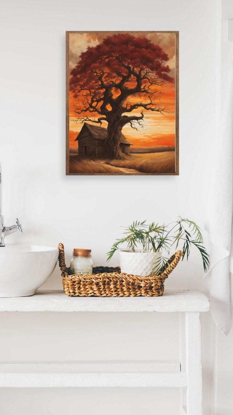 Affiche paysage sépia vintage – Poster nature rétro – Décoration murale artistique – Art mural ancien – Impression photo sépia