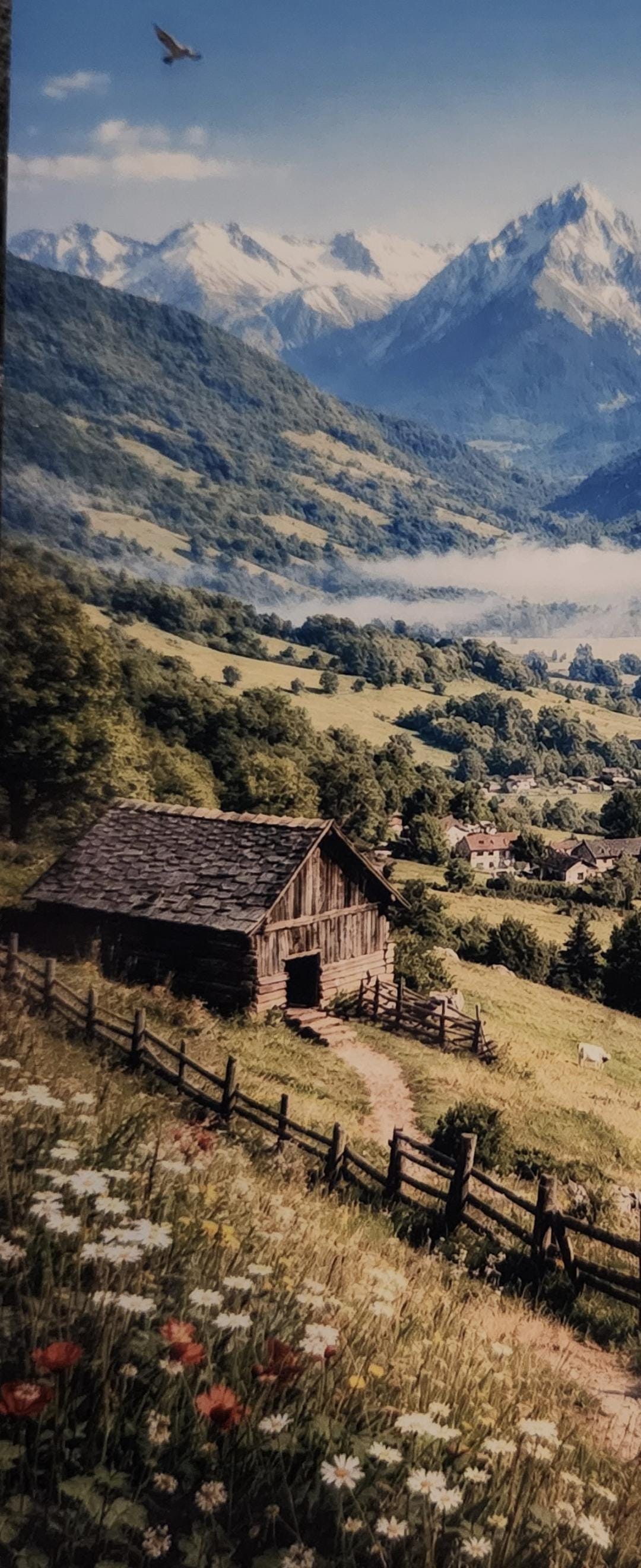 Affiche Imprimée Paysage Champêtre Vintage – Édition Premium HD – Scène Paysanne Montagne – Conçue & Imprimée en France – Déco Murale Chalet
