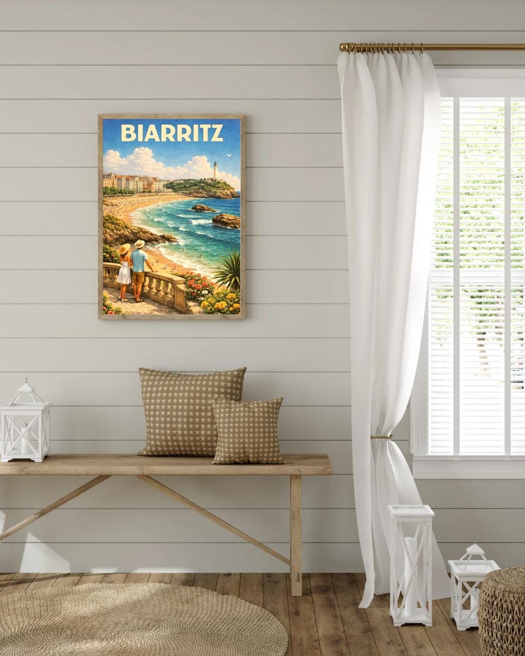 Affiche imprimée Biarritz – Poster Côte Basque & Océan Atlantique, Décoration Murale Surf et Plage, Idée Cadeau Voyage