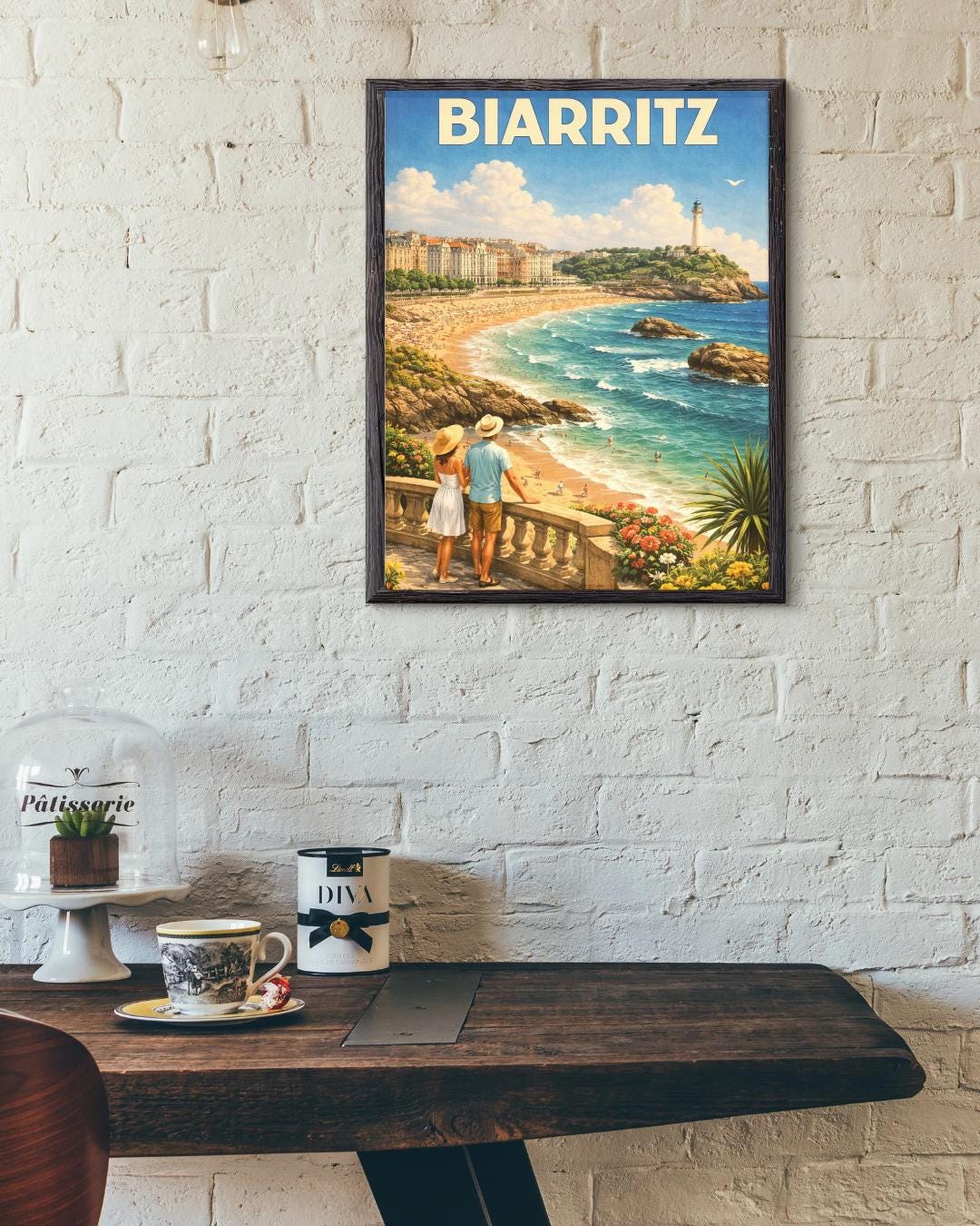 Affiche imprimée Biarritz – Poster Côte Basque & Océan Atlantique, Décoration Murale Surf et Plage, Idée Cadeau Voyage