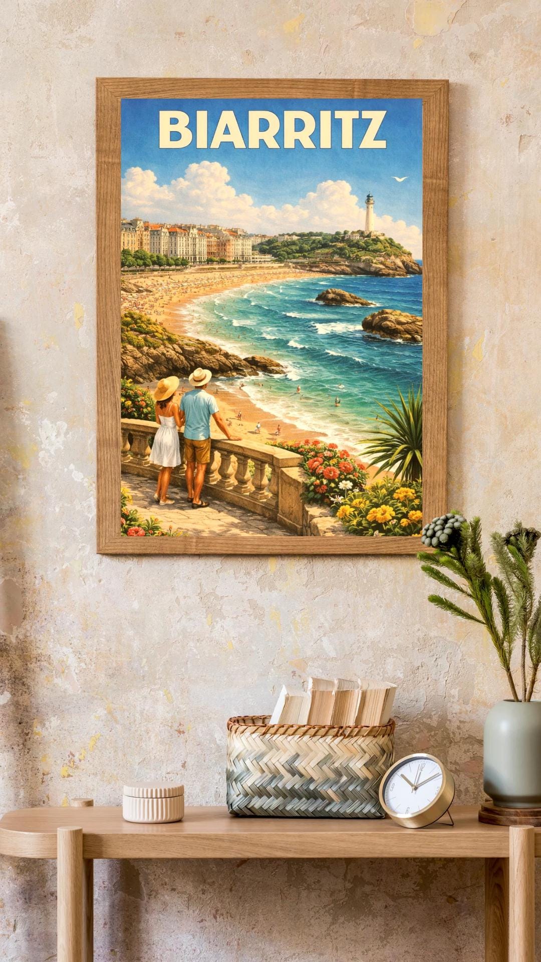 Affiche imprimée Biarritz – Poster Côte Basque & Océan Atlantique, Décoration Murale Surf et Plage, Idée Cadeau Voyage
