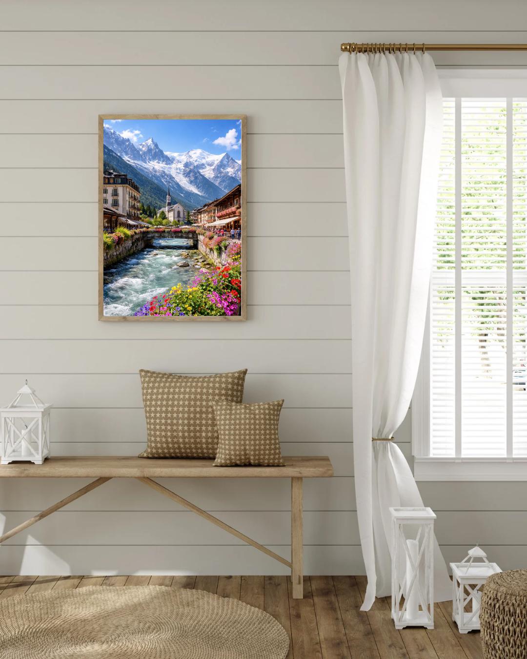 Affiche imprimée Chamonix Mont Blanc – Poster Montagne Premium, Décoration Murale Salon, Idée Cadeau Voyage Alpes