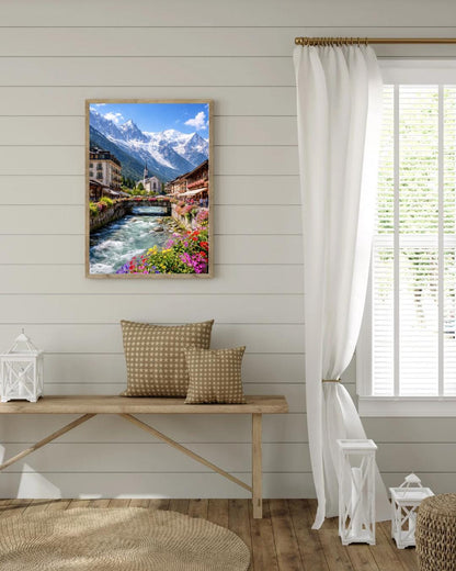 Affiche imprimée Chamonix Mont Blanc – Poster Montagne Premium, Décoration Murale Salon, Idée Cadeau Voyage Alpes