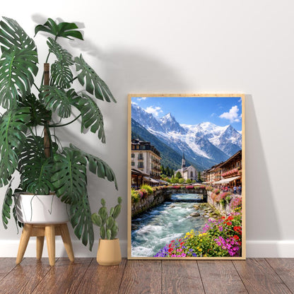 Affiche imprimée Chamonix Mont Blanc – Poster Montagne Premium, Décoration Murale Salon, Idée Cadeau Voyage Alpes