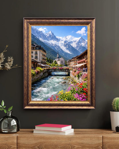 Affiche imprimée Chamonix Mont Blanc – Poster Montagne Premium, Décoration Murale Salon, Idée Cadeau Voyage Alpes