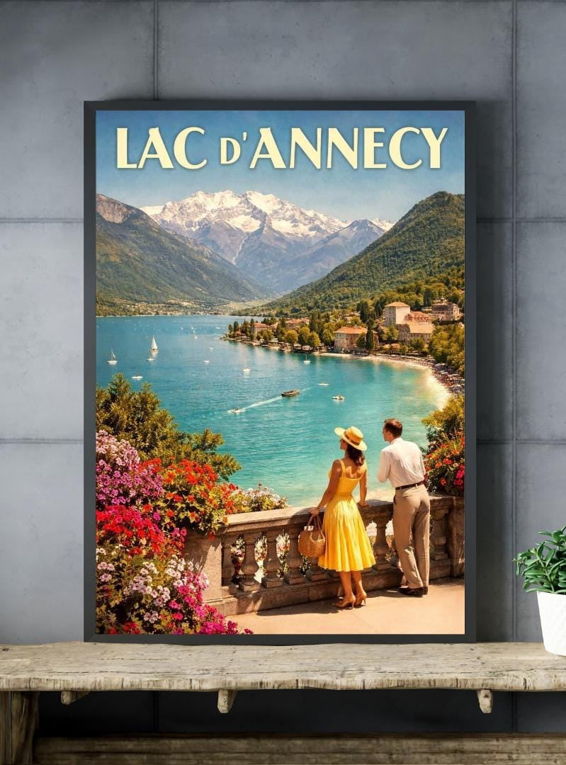 Affiche imprimée Lac d’Annecy – Poster Alpes & Montagnes, Décoration Murale Nature, Idée Cadeau Voyage Haute-Savoie