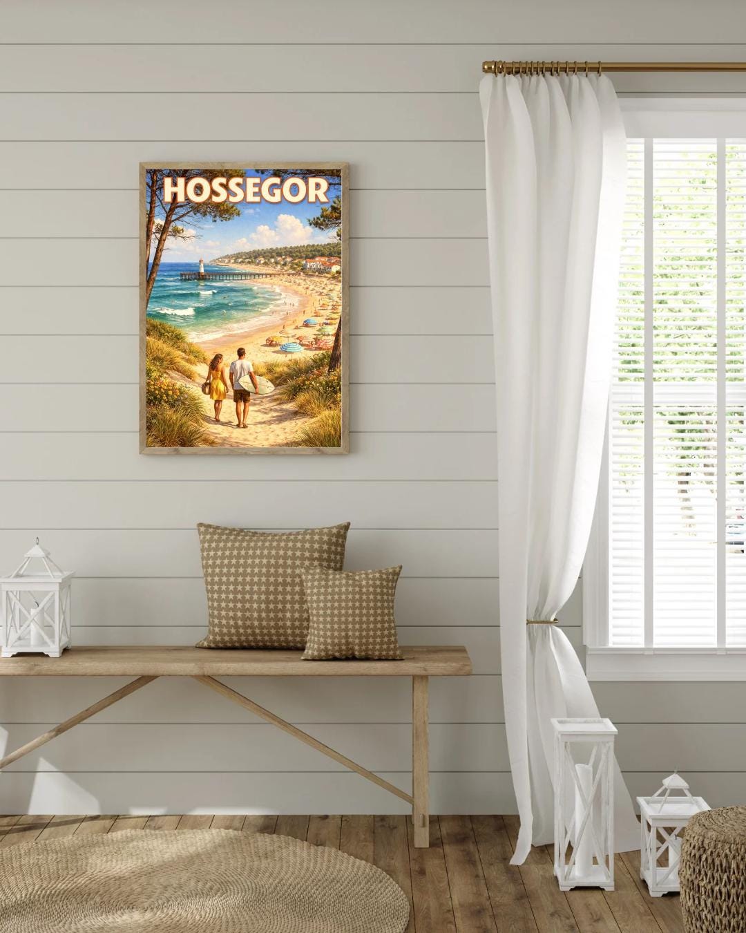 Affiche imprimée Hossegor – Poster Côte Atlantique Surf & Océan, Décoration Murale Maison, Idée Cadeau Voyage Landes