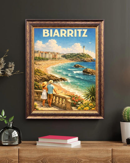 Affiche imprimée Biarritz – Poster Côte Basque & Océan Atlantique, Décoration Murale Surf et Plage, Idée Cadeau Voyage