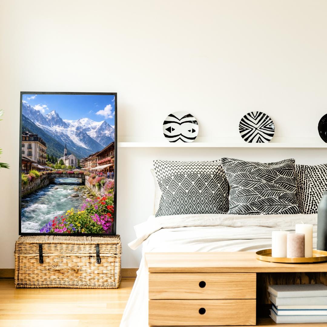 Affiche imprimée Chamonix Mont Blanc – Poster Montagne Premium, Décoration Murale Salon, Idée Cadeau Voyage Alpes