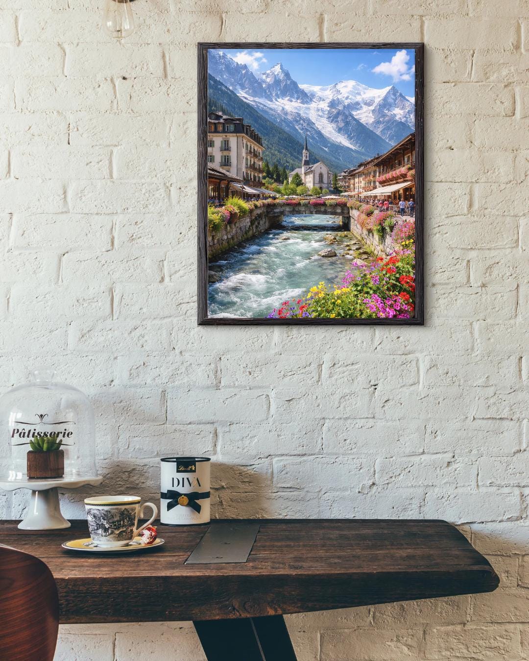 Affiche imprimée Chamonix Mont Blanc – Poster Montagne Premium, Décoration Murale Salon, Idée Cadeau Voyage Alpes