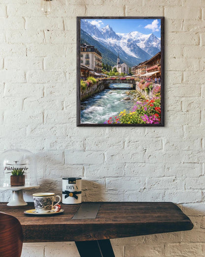 Affiche imprimée Chamonix Mont Blanc – Poster Montagne Premium, Décoration Murale Salon, Idée Cadeau Voyage Alpes
