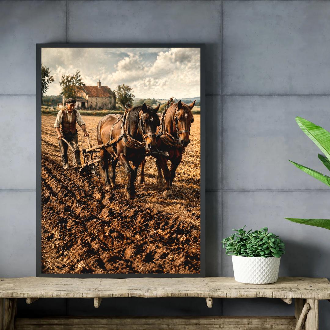 Affiche Imprimée Campagne & Travaux des champs, Art, Poster d'antan – Édition Premium – Art Rural Authentique, Conçue et Imprimée en France