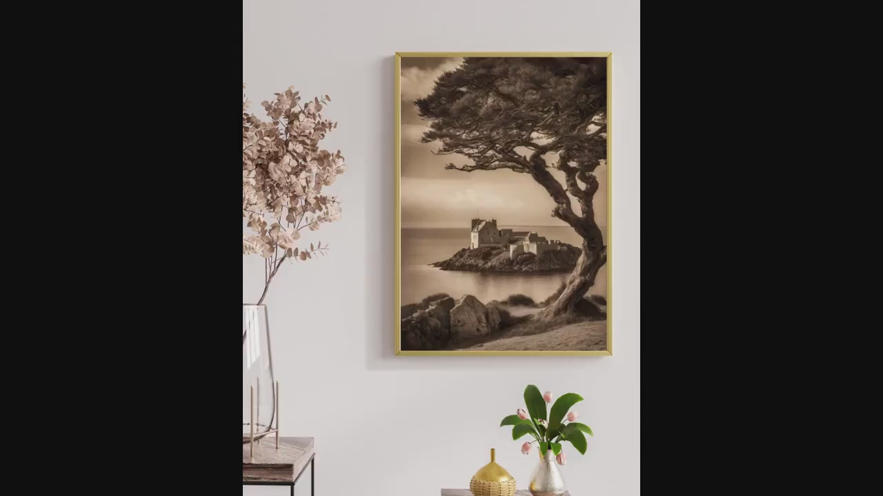 Affiche Imprimée A3 Qualité Premium - Paysage Sépia, Art Mural Côtier Mer, Poster Marin & Pêche, Impression Minimaliste, Décoration Maison