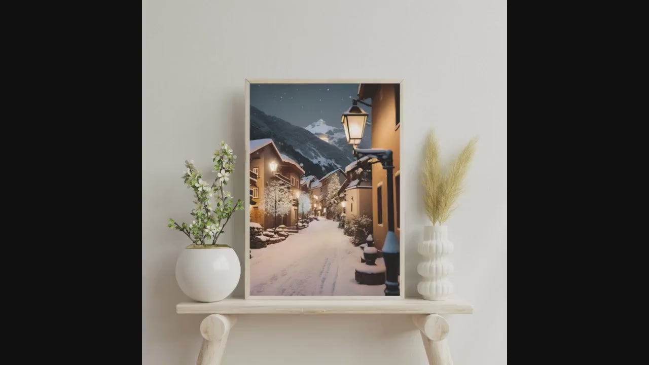 Affiche Imprimée A3 Qualité Premium - Paysage enneigé, Art Mural Hiver, Poster Nature & Neige, Illustration Voyage, Décoration Murale